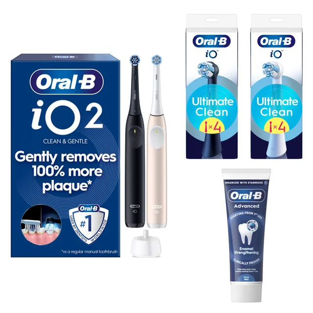 Oral-B iO2 Electric Toothbrush Night Black & Calm Pink Duo Pack