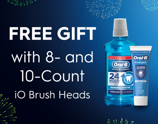 FREE Delivery & Gift for 6 Count, 8 Count, and 10 Count iO Toothbrush Heads.
