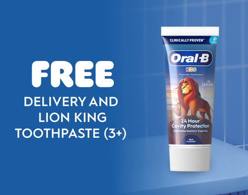 Free Delivery AND Lion King Toothpaste 60ml (0+) when you buy Vitality Pro Kids Toothbrush + Toothbrush heads bundles