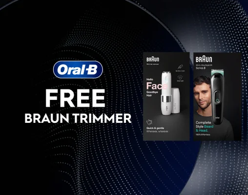 Free Braun Trimmer when you purchase selected iO Electric Toothbrush!