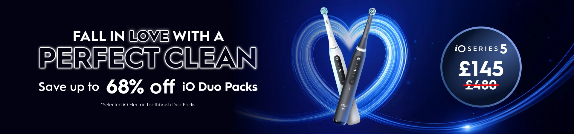 Welcome the New Year with up to 68% OFF on iO Duo Packs! iO5 Duo Pack RRP at £450, now selling at £145. Images shows a iO5 Duo Pack.
